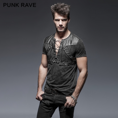 PUNK RAVE Steampunk cotton Short Sleeve T-shirt T-424