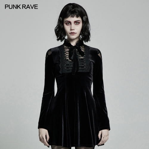 Punk Rave Gothic Daily Dress Micro-Horn Cuffs Lace Collar Decorative WQ-516LQF Darkness Dress