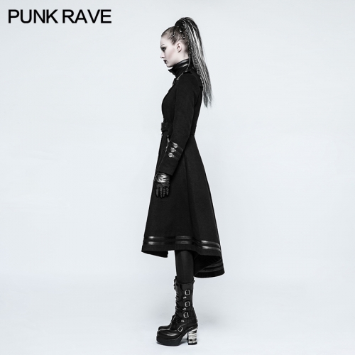 Punk Rave Asymmetric Oblique Placket Design Military Uniform Worsted Jacket Y-766