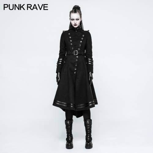 Punk Rave Asymmetric Oblique Placket Design Military Uniform Worsted Jacket Y-766