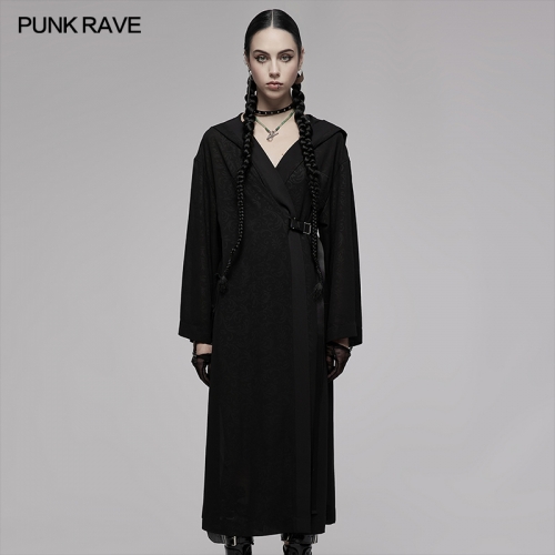 Punk Rave Chinese Style Dark Gothic Dark Pattern Print Chiffon Long Coat OPY-655XCF