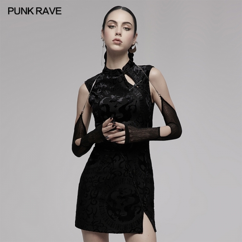 Punk Rave Elegant Dark Texture Dot Gauzethree-Dimensional Cutting Halter Arm Sleeves OGS-001SSF