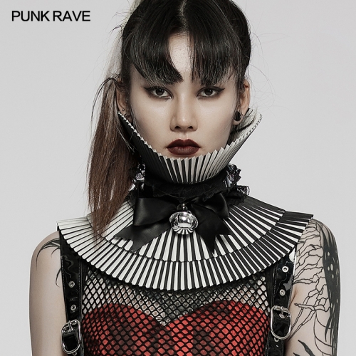 Punk Rave Black-And-White WS-502LHF Detachable Bow Loop 3D Gothic Collar