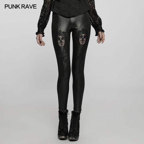 Punk Rave Simple Design Characteristic Hollow Out Appliques Gothic Daily Leggings WK-522DDF