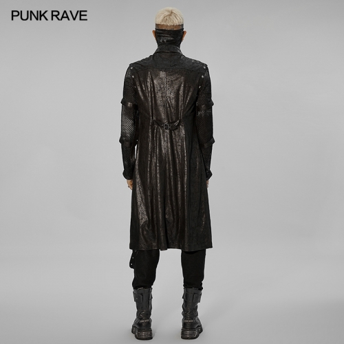 Men Autumn Winter New Style Punk Personalized Hollow Out Sleeveless Long Coat WY-1408XCM