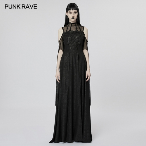 Goth Darkness Goddess Sexy Lace Hollow Out Party Dress WQ-617LQF
