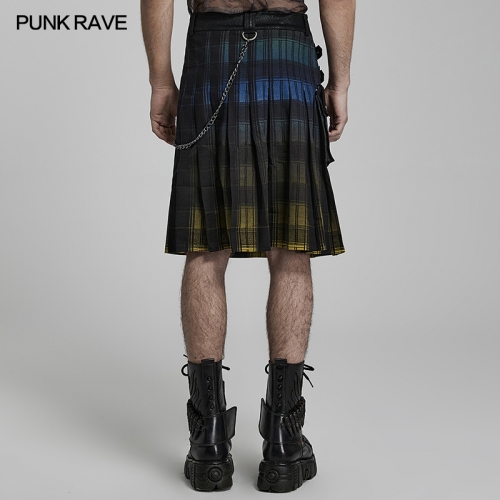Punk School Style Gradient Color Scottish Plaid Kilt WQ-632BQM