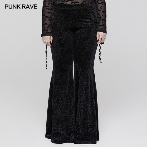 Punk Rave Goth Dark Texture Jacquard Flare Pants DK-567XCF
