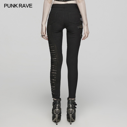 Punk Rave WK-603XCF Spliced Irregular Seams Asymmetric Silhouette Design Punk Recombined Asymmetric Pants
